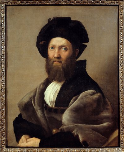 Portræt af Balthazar (Baldassare) Castiglione (1478-1529) italiensk forfatter og diplomat. Maleri af Raffaello Sanzio dit Raphael (1483-1520) af Raphael