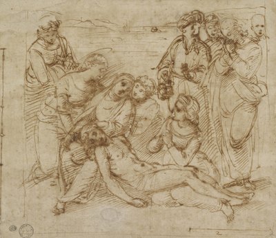 The Lamentation (pen og brunt blæk på hvidt papir) af Raphael