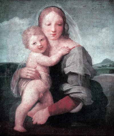 The Madonna and Child (Madonne of the Tower) 1509-1511 (olie på lærred) af Raphael