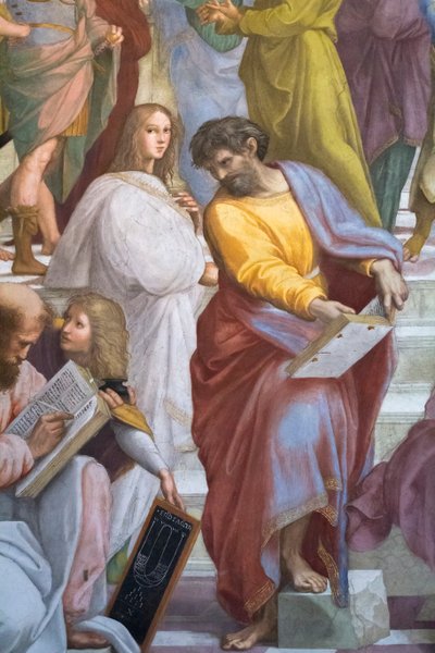 Skolen i Athen, detalje af Parmenides, Scala della Segnatura af Raphael (1483-1520)