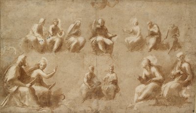 Christ and the Saints in Glory Study for the Disputa, begyndelsen af det 16. århundrede af Raphael