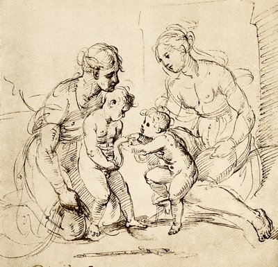 Design til den hellige familie fra Canigiani-huset i München af Raffaello Sanzio Raphael