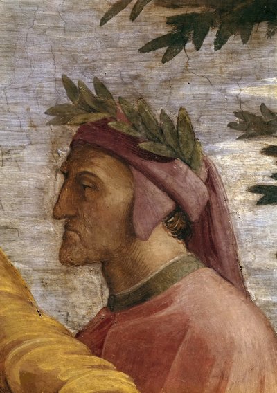 Bestride. Detalje: Dante Alighieri Fresco i Stanza della Segnatura, ca 1510-1511. af Raphael