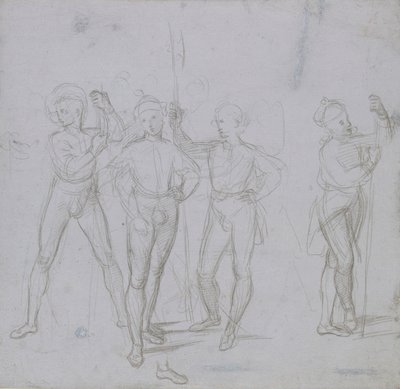 Gruppe på fire stående soldater, c1503. af Raphael