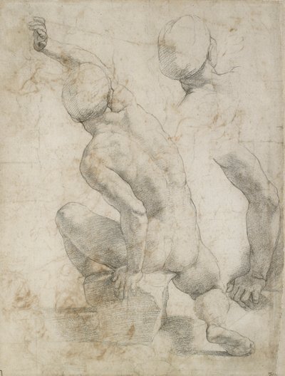 Nøgen mand siddende på en sten, begyndelsen af det 16. århundrede af Raphael