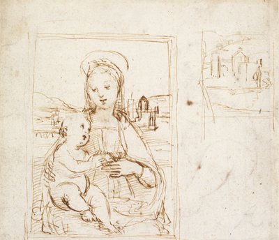 Studie til et billede af jomfruen og barnet, c1500-1504 af Raphael