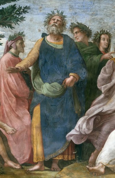 Parnass. Detaljeret fresco i Stanza della Segnatura, ca 1510-1511. af Raphael