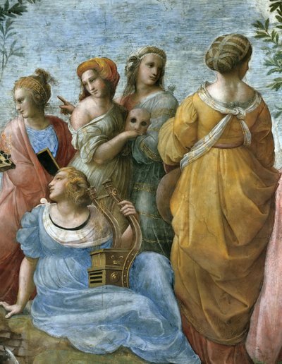 Parnass. Detalje. Fresco i Stanza della Segnatura, ca 1510-1511. af Raphael