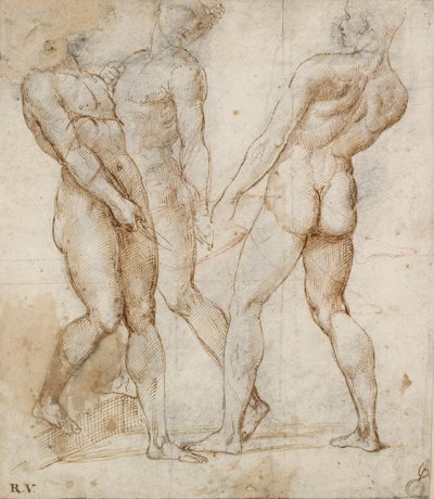 Tre nøgenbærere Study for the Entombment, begyndelsen af det 16. århundrede af Raphael