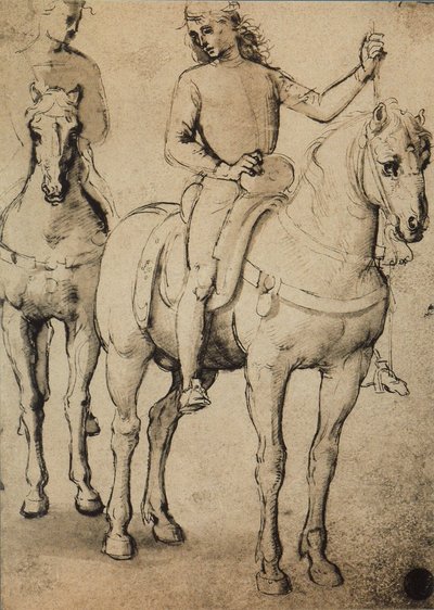 Mænd hesteryg; tegning af Raphael. Gallerie dellAccademia, Venedig af Raffaello Sanzio Raphael