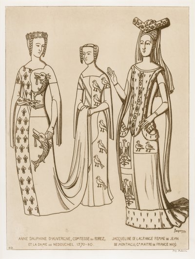Anne Dauphine, grevinde af Forez og frue af Nedouchel, 1370-80. Jacqueline de Lagrange, hustru til Jean de Montagu, mester i Frankrig, 1409. af Raphael Jacquemin