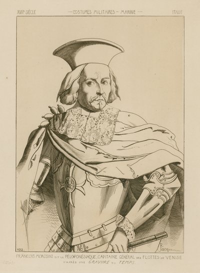 Francesco Morosini, kaldet Peloponnesiaco, generalkaptajn for Venedigs flåder af Raphael Jacquemin