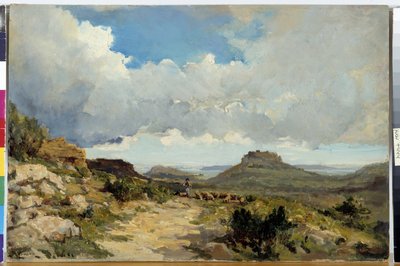 Berger a Miramas le Vieux, Etang de Berre in the Bouches of the Rhone Maleri af Raphael Luc Ponson (1835-1904) Obligatorisk omtale: Samlingsstiftelsen vedrørende de Provence, Marseille af Raphael Luc Ponson