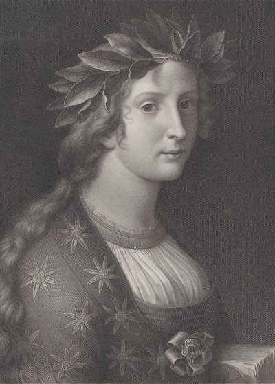 Poesi, en kvinde med laurbærkrone, 1827 af Raphael Morghen