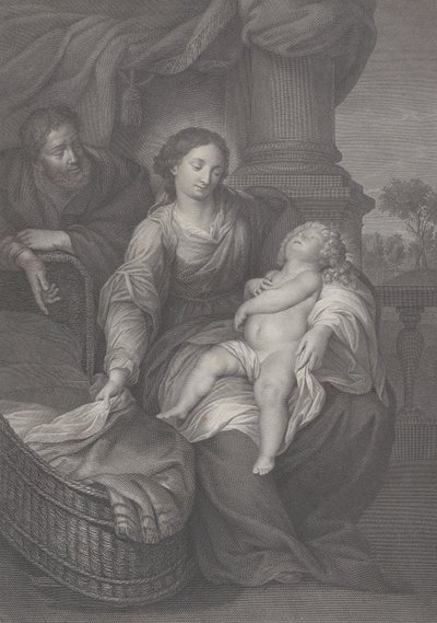 Den hellige familie med Kristusbarnet sovende i jomfruens skød, 1786 af Raphael Morghen