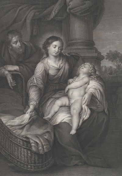 Den Hellige Familie, med Kristusbarnet sovende i Jomfruens skød, ca. 1778-86 af Raphael Morghen
