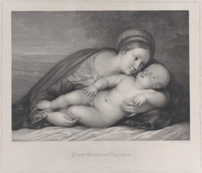 Madonnaen omfavner det sovende Kristusbarn, 1797. af Raphael Morghen