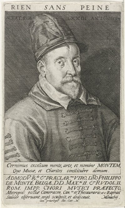 Portræt af komponisten Philippe de Monte 1521-1603, 1594 af Raphael Sadeler the Elder