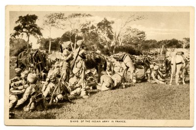 Sikher fra den indiske hær i Frankrig, 1914-15 (sepia foto) af Raphael Tuck and Sons