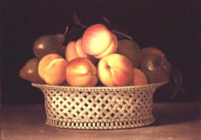 Skål med fersken (olie på lærred) af Raphaelle Peale