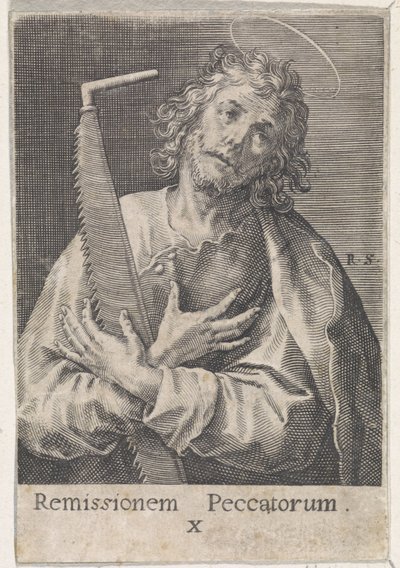 Apostlen Simon Zeloten Kristus, Maria og de tolv apostle (serietitel) af Raphaël Sadeler (I)