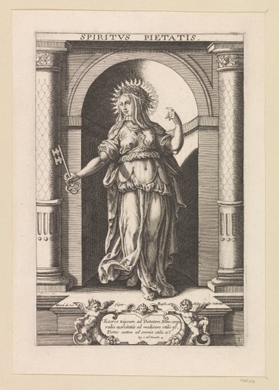 Religions gave Spiritvs Pietatis (titel på objekt) Helligåndens syv gaver (serietitel) af Raphaël Sadeler (I)