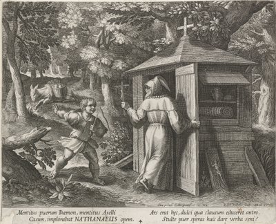 Saint Bartholomew som Eremit Eremitter (serietitel) Oraculum Anachoreticum (serietitel) af Raphaël Sadeler (I)