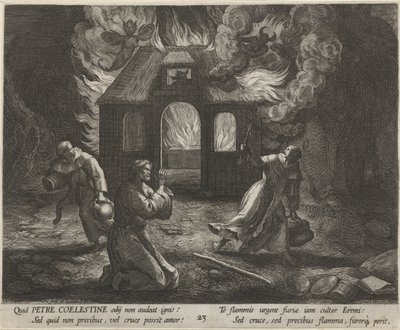 Sankt Peter Celestinus som Eremit Eremitternes dydige liv (serietitel) Trophaeum vitae solitariae (serietitel) af Raphaël Sadeler (I)