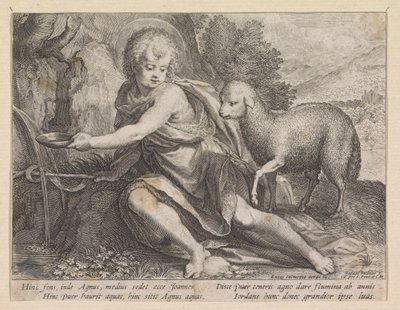 Johannes Døberen som ung mand ved en brønd af Raphaël Sadeler (I)