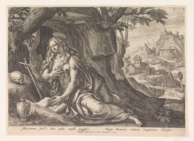 Maria Magdalena in de wildernis af Raphaël Sadeler (I)