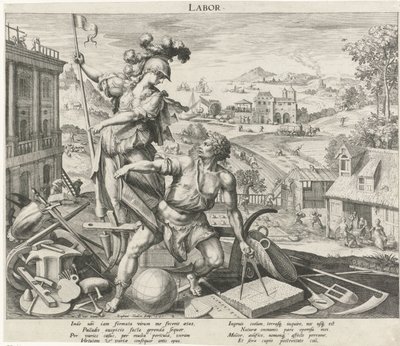 Arbejdspræget modenhed Labor (titel på objekt) The Four Ages (serietitel) af Raphaël Sadeler (I)