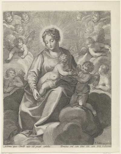 Maria med Kristusbarnet i skyerne af Raphaël Sadeler (II)