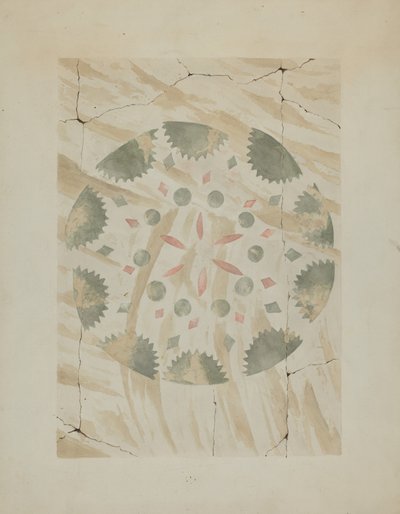 Detalje af stencileret væg, ca. 1937. af Ray Holden