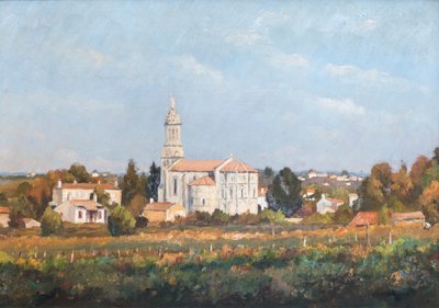Bayon (Gironde), kirke (12.) (olie på lærred) af Raymond Bonnefon