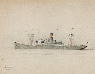 Last på Gironde-flodmundingen (kul og pastel) af Raymond Bonnefon