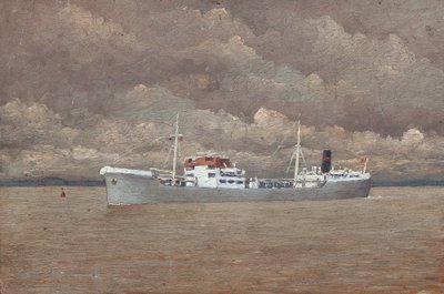 Last på Girondes flodmunding med stormfuld himmel (olie på træ) af Raymond Bonnefon