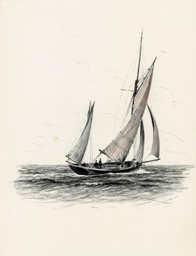 Gabare ved Girondes flodmunding (farveblyant og kul på papir) af Raymond Bonnefon