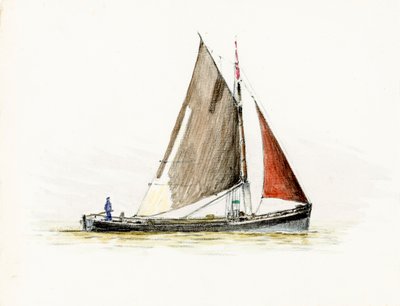 Gabare ved Girondes flodmunding (gouache og kul på papir) af Raymond Bonnefon