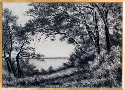 Landskab, Girondes flodmunding (trækul) af Raymond Bonnefon