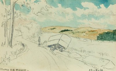 Route de Fisme - 27/8/16 (blyant og gouache) af Raymond Bonnefon