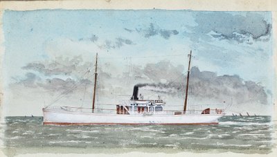 Dampbåd (gouache på papir) af Raymond Bonnefon