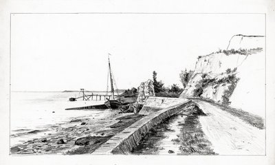 la Roque de Thau (kul og blyant) af Raymond Bonnefon