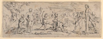 Børn leger med en Satyr af Raymond Lafage