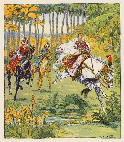 Les Mille et Une Nuits / Tusind og én nat (farvelitografi) af Raymond de la Neziere