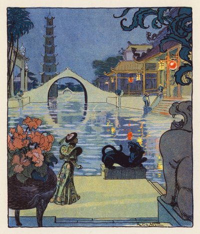 Les Mille et Une Nuits / Tusind og én nat (farvelitografi) af Raymond de la Neziere