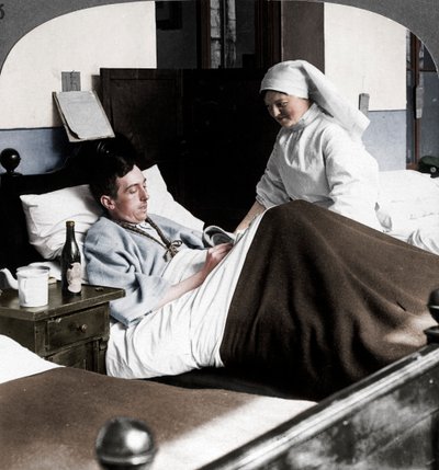 En soldat skriver et brev på hospitalet, Første Verdenskrig, 1914-1918 af Realistic Travels Publishers