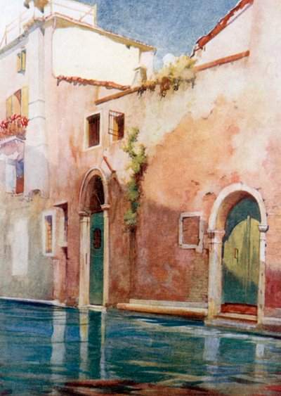 A Side Canal (farvelitografi) af Reginald Barratt