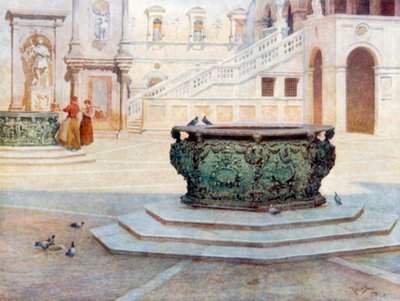 Gårdspladsen i Palazzo Ducale (farvelitografi) af Reginald Barratt