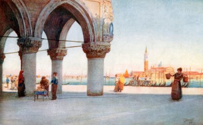 Aften på Piazzetta (farvelitografi) af Reginald Barratt