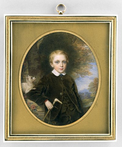 Portræt af en dreng, ca. 1865-80 (akvarel på elfenben, forgyldt og glas) af Reginald Easton